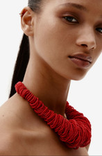 H&M Statement Necklace with Glass Beads (Bright red)