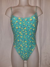 Gorgeous aqua green yellow gloral BHS swimming bathing costume suit size 12