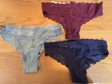 Gilly Hicks X3 Ladies Lace Stretch Knickers Size XS Magenta Navy Ice Blue New No