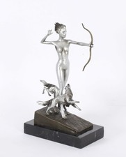 Antique Art Deco Revival Bronze Diana the Huntress Josef Lorenzl  20th C