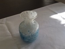 Caithness Scotland Small Art Glass Bud Vase Blue/white