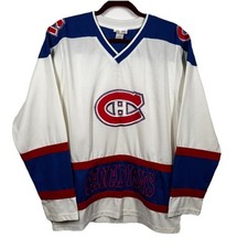 NHL Mighty Mac Montreal Canadiens Ice Hockey Jersey Youth XL White Purple Cancer