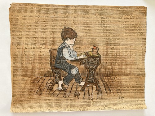 Boy overalls antique school - antique,