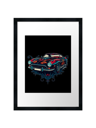Classic black car with - , red