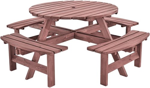 Seater round wooden picnic - 8,
