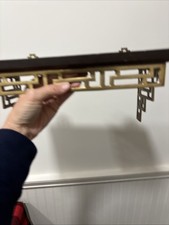 Vintage GATCO Solid Brass Wood Asian Chinoiserie Wall Shelf 12.5”