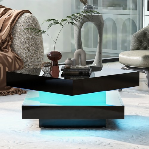 Black square coffee table - coffee,