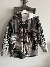 B&C Collection Wolf Tick Fleece Jacket Zipper Pockets Hooded M New Without Tags