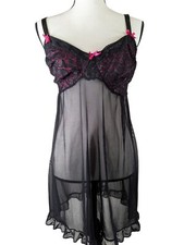 Marilyn Monroe Intimates Plus size 2X Black Pink Lingerie Sheer Lacey Sexy Gown