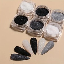 6Pcs Black Series Nail Powder Glitter Art Powder Dust Glimmer Hot Premium 6pcs