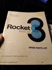 BSA A75 Rocket 3 Spares Parts List  CATALOGUE 1970 FRAME ENGINE ND.0010.A75R. 