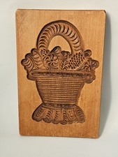 Carved wooden flower & fruit basket cookie biscuit mould mold