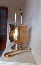 Lovely Old Ice Bucket With Bird Claw Tongs & Separator. Marks ESPN Hard Soldered