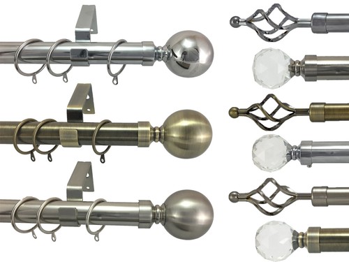Metal curtain pole - metal, ball