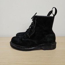 Dr Martens 1460 Classic Mono Black Soft Buck Leather Ankle Boots Size Uk 7 Eu 41