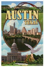 Austin Texas Montage, State Capitol, Downtown, Bridge, TX etc. - Modern Postcard