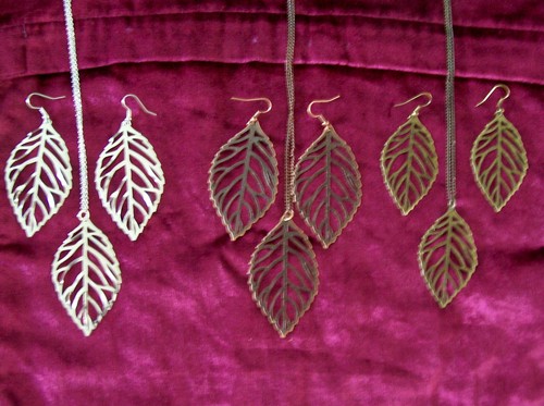Skeleton leaf earrings and - leaf,