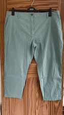 Ex-M&S Brand New Duck Egg Blue Cotton Canvas Chino Turn Up Trousers Size 22 - 24