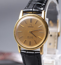 Vintage 1978 [Exc+5] Omega De Ville Cal.1350 25mm Quartz Gold Dial Women's Watch