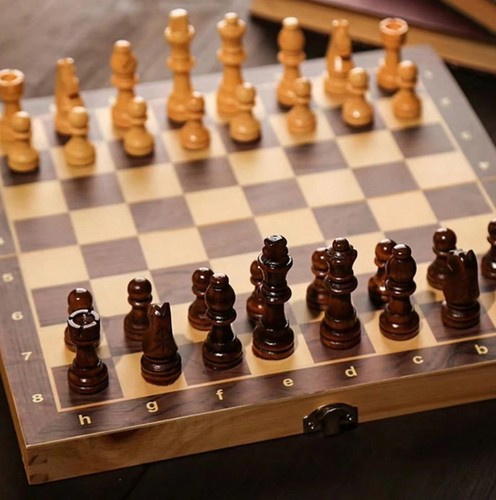 Large chess wooden set folding - chess,
