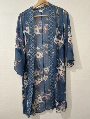Indigo blue floral sheer - indigo,