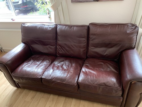 Leather sofa seater - sofa, oxblood