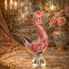 Murano Glass Rooster Pink