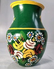 Hand Painted Metal Decorative Only Vase Bargeware / Canal Art See Description 