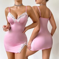 Sexy Women Lace Lingerie Babydoll Night Dress Sleeveless Nightie Chemise S-XL