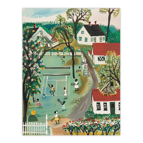 Colourful tennis game - tennis, houses