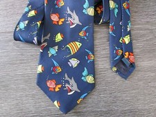 Tropical Fish Chased by a Shark Motif Novelty Polyester Tie by Debenhams