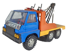 Vintage 1970s Gozan Tiger Tinplate Tow Truck Toy Made In Spain 6‑Wheeler Unboxed
