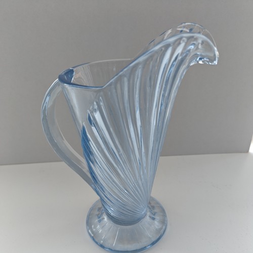 Art deco frosted blue glass - art,