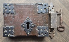 Huge Oak & Iron Gothic Church Rimlock w/ Keep & Original Key (Antique, Castle)
