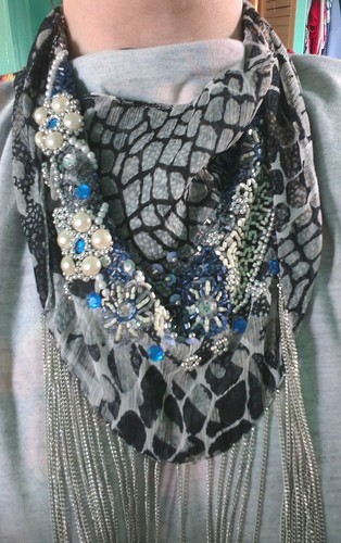 Scarf necklace fringe western - necklace,