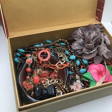Job Lot Gold Tone Colorful Jewellery with a Box