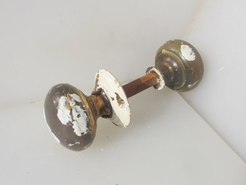 Victorian brass door knobs - door,