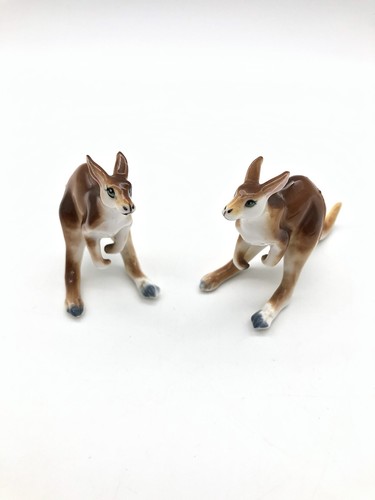 Pair bone china kangaroo - bone,