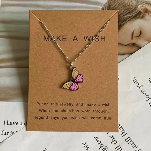 Enamel butterfly cute necklace - butterfly,