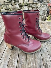 Dr. Martens Darcie Cherry Red Leather Heeled Boots UK Size 8