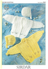 Sirdar Knitting Pattern Copy 3649 Baby Cardigans & Bonnet DK 18–24” Silky Baby 