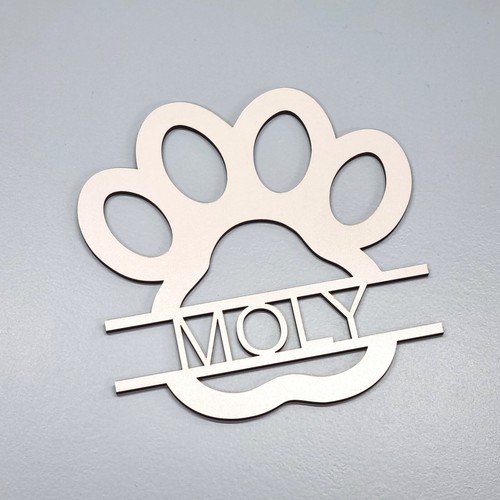 White wooden paw print - wooden,