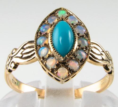 9ct gold turquoise opal - turquoise,