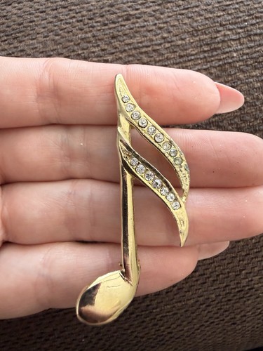 Rhinestone musical note brooch - rhinestone,
