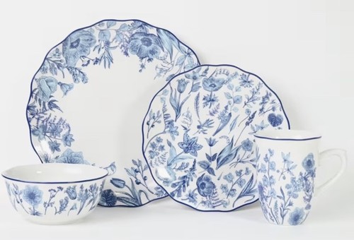 16pc waterside blue floral - 16pc,