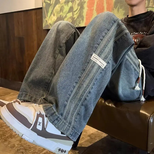 Men retro loose fit jeans - loose,
