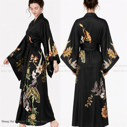 Print flower female long - female, robe