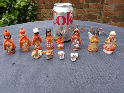 Mexican pottery nativity set - nativity,