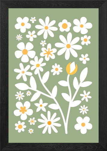 Daisy flower pattern green - daisy,