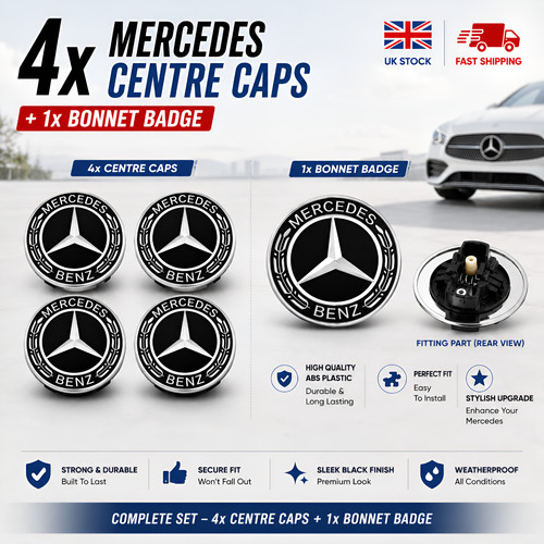 Mercedes black alloy wheel - 4x,